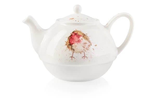 Набор Эгоист Royal Worcester Забавная фауна Малиновка, чайник и чашка с блюдцем, 300 мл