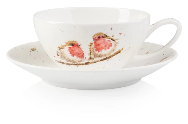 Набор Эгоист Royal Worcester Забавная фауна Малиновка, чайник и чашка с блюдцем, 300 мл