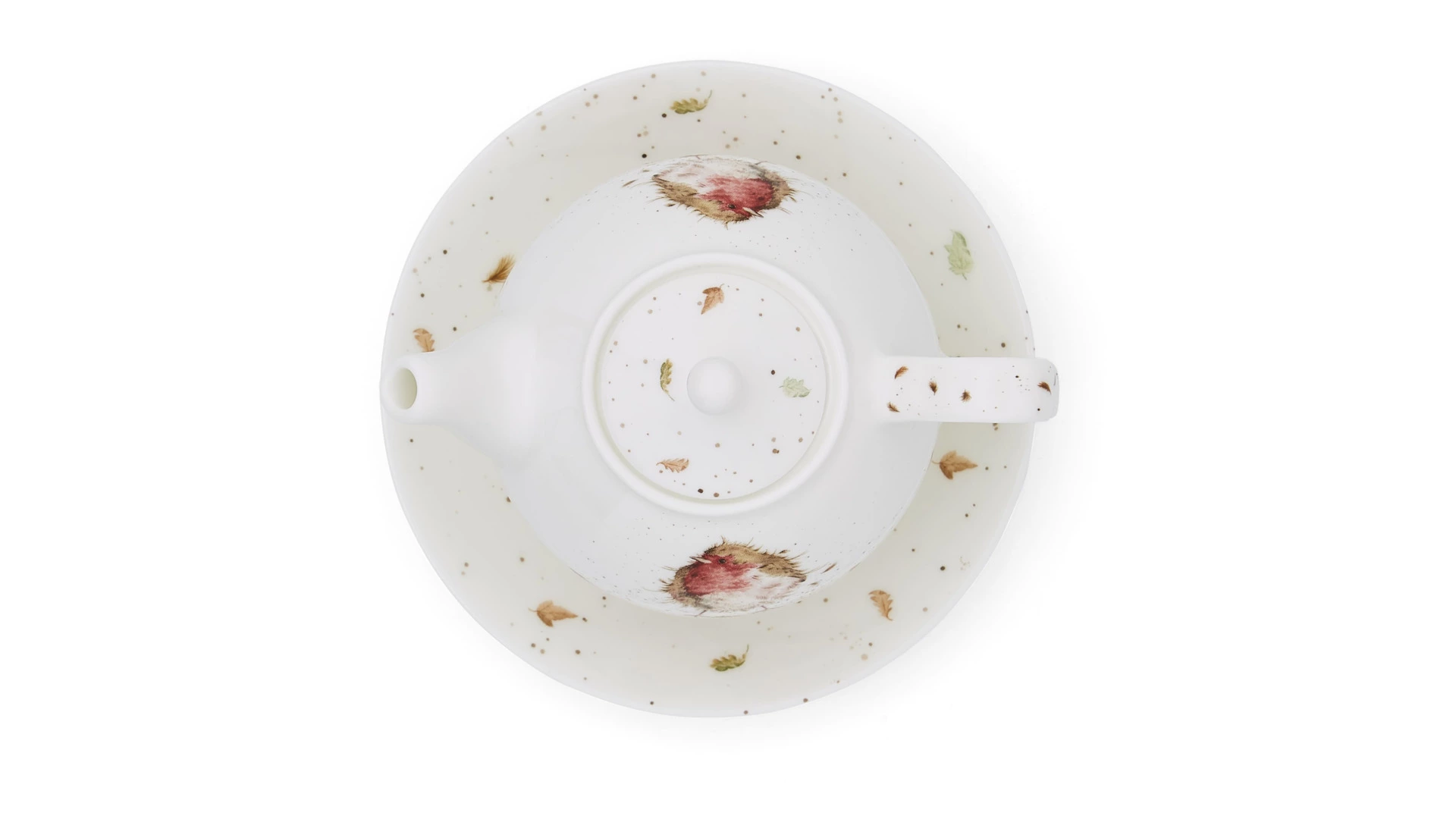 Набор Эгоист Royal Worcester Забавная фауна Малиновка, чайник и чашка с блюдцем, 300 мл