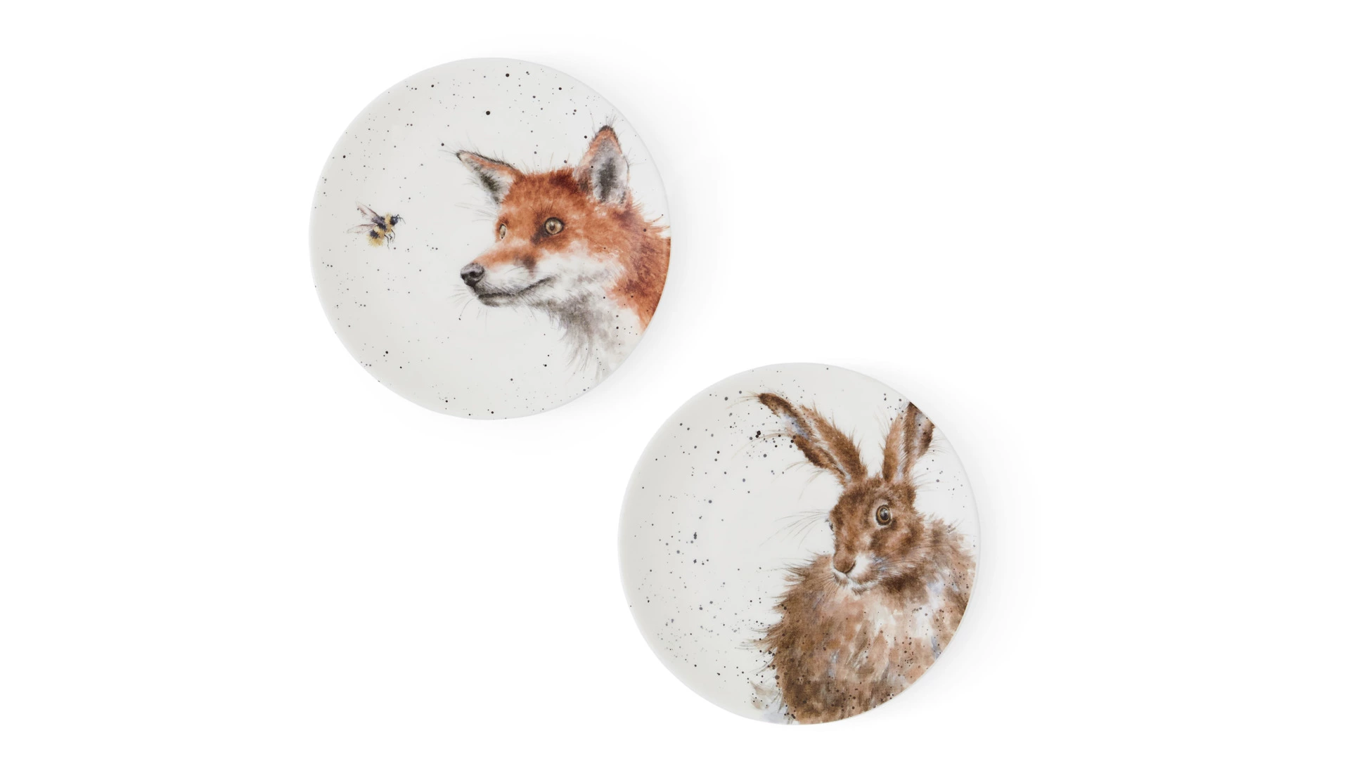 Набор тарелок пирожковых Royal Worcester Забавная фауна Заяц и Лисица 16,5 см, 2 шт, фарфор костяной