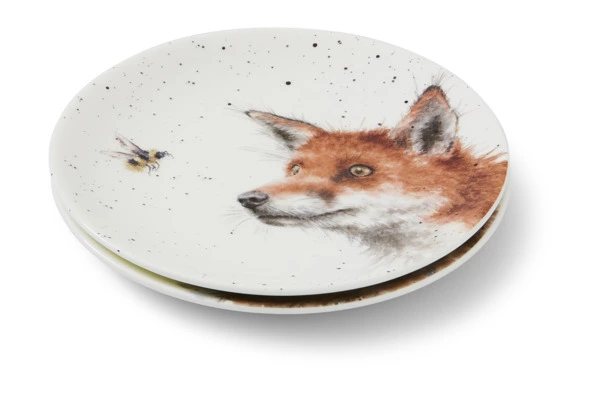 Набор тарелок пирожковых Royal Worcester Забавная фауна Заяц и Лисица 16,5 см, 2 шт, фарфор костяной