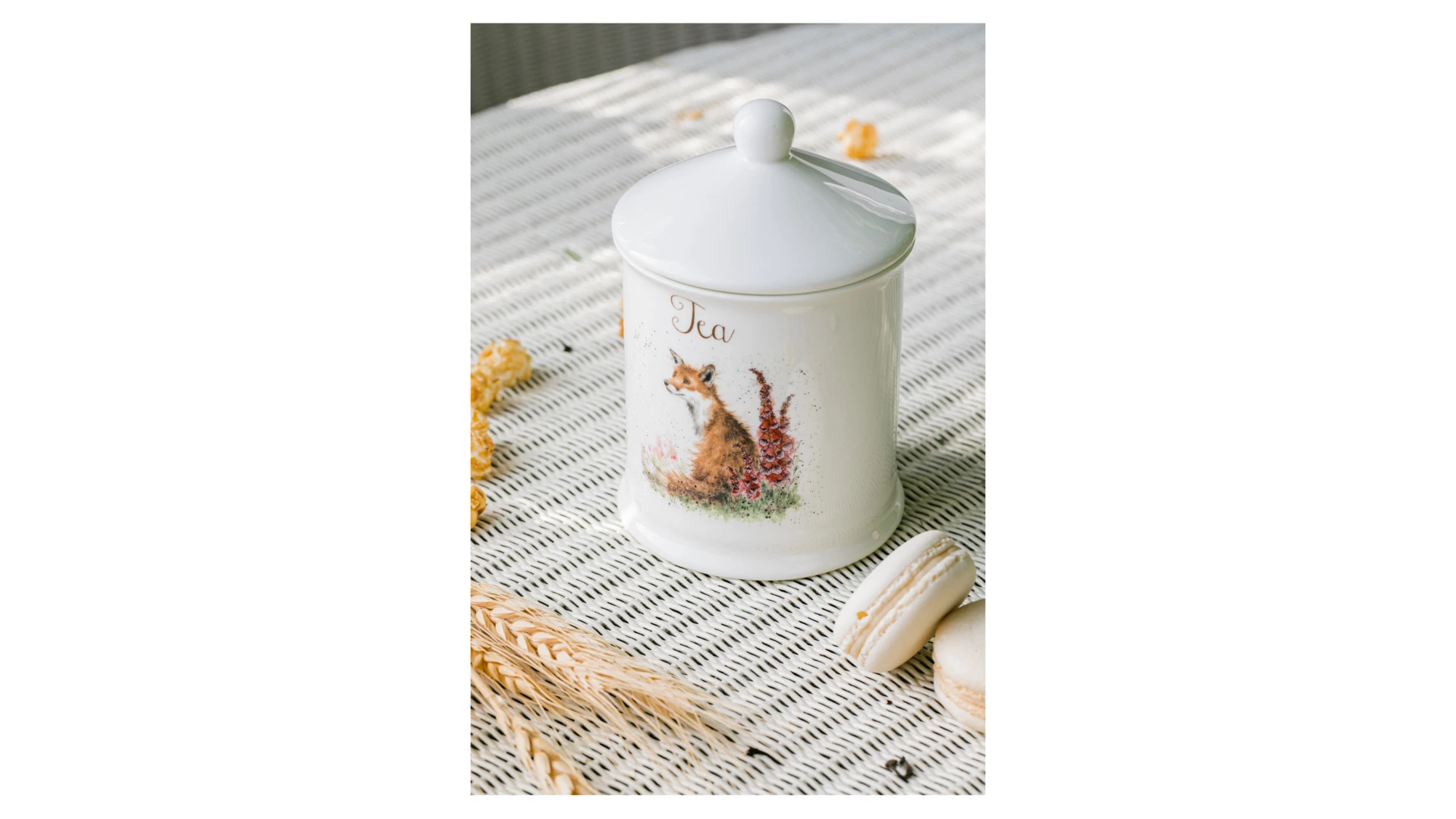 Банка для чая с крышкой Royal Worcester Забавная фауна Лиса 10х14,5 см, фарфор костяной