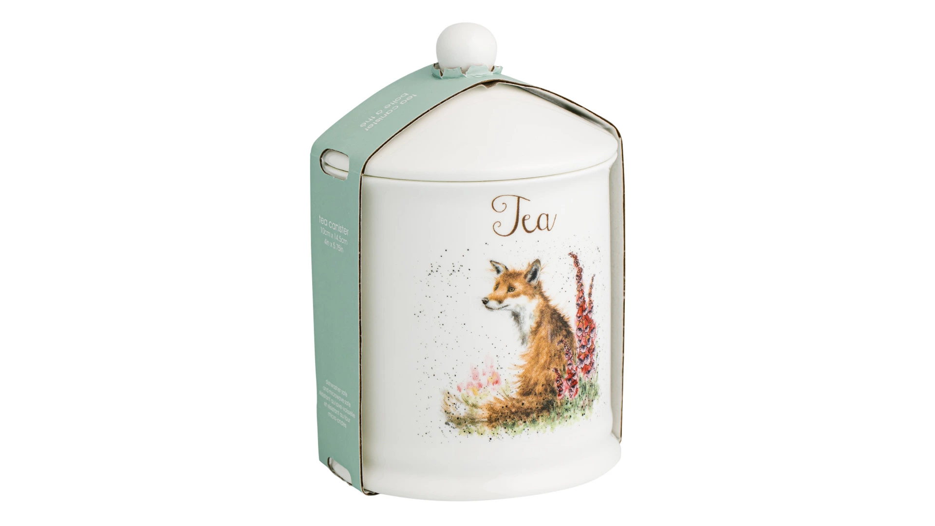 Банка для чая с крышкой Royal Worcester Забавная фауна Лиса 10х14,5 см, фарфор костяной