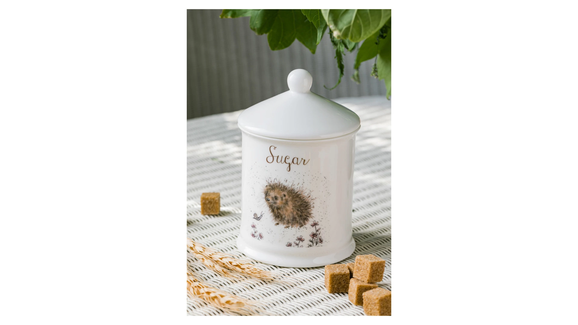 Банка для сахара с крышкой Royal Worcester Забавная фауна Ежик 10х14,5 см, фарфор костяной