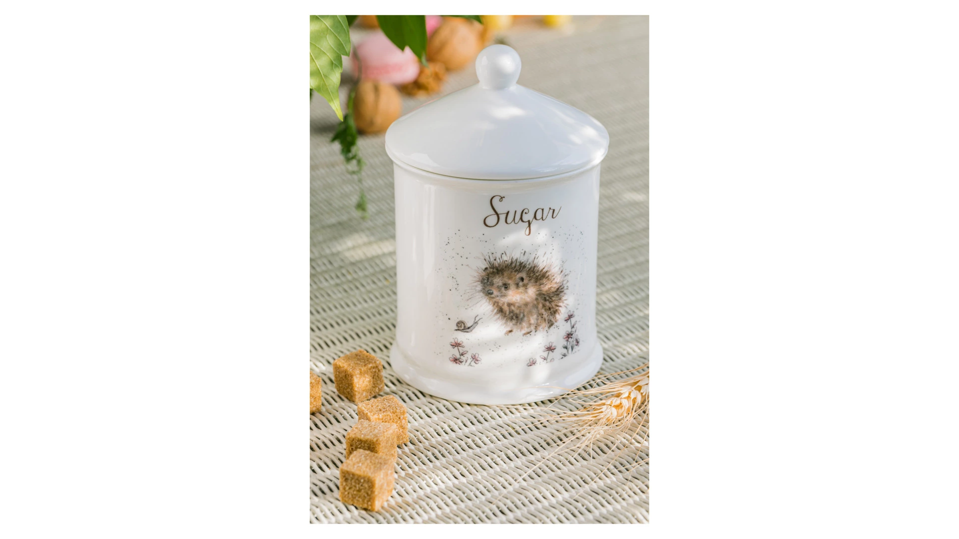 Банка для сахара с крышкой Royal Worcester Забавная фауна Ежик 10х14,5 см, фарфор костяной