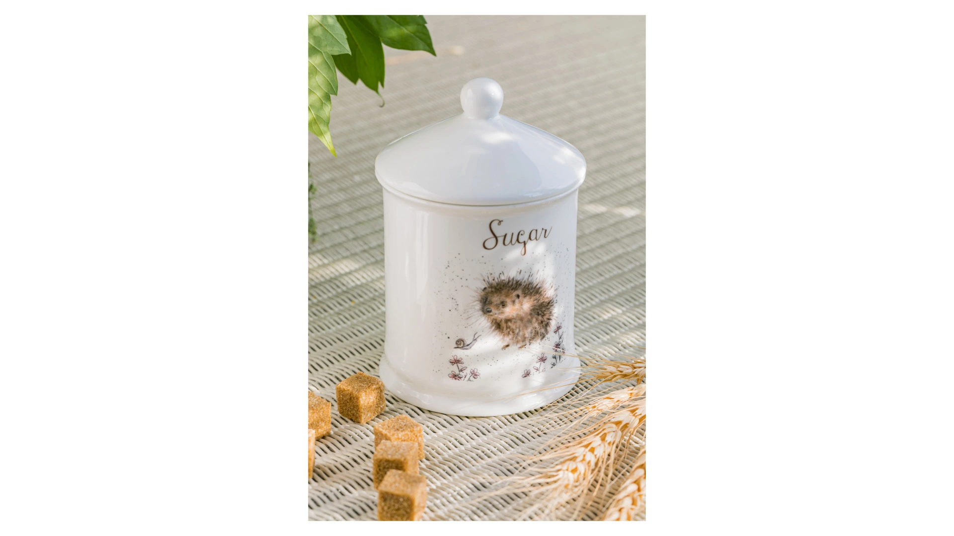 Банка для сахара с крышкой Royal Worcester Забавная фауна Ежик 10х14,5 см, фарфор костяной