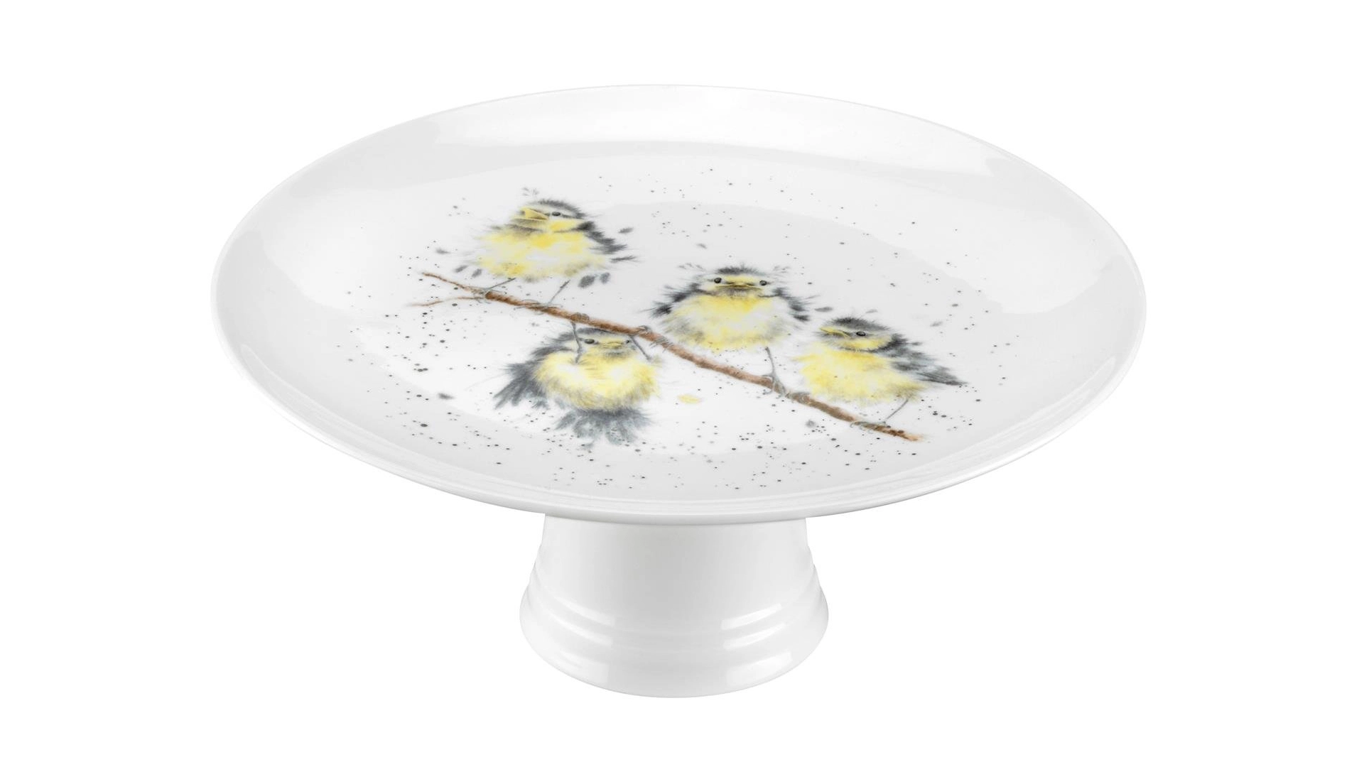 Блюдо для торта на ножке Royal Worcester Забавная фауна Птицы 25 см, фарфор костяной