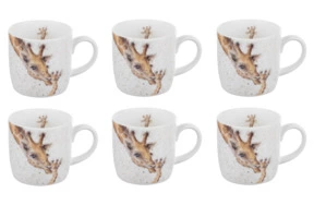 Набор кружек Royal Worcester Забавная фауна Жирафы 310 мл, 6 шт, фарфор костяной