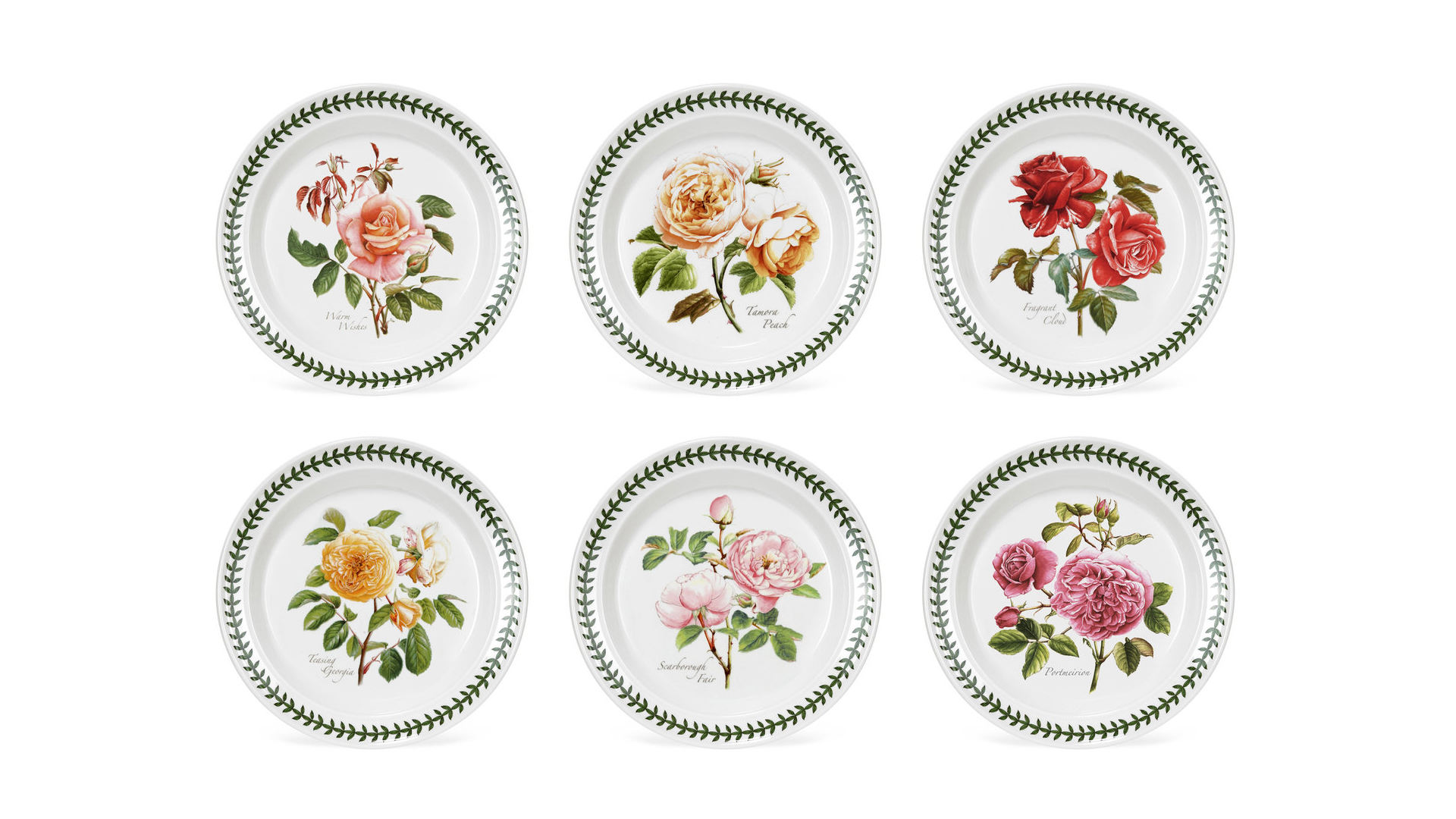 Набор тарелок пирожковых Portmeirion "Ботанический сад.Розы" 18см, ассорти, 6шт