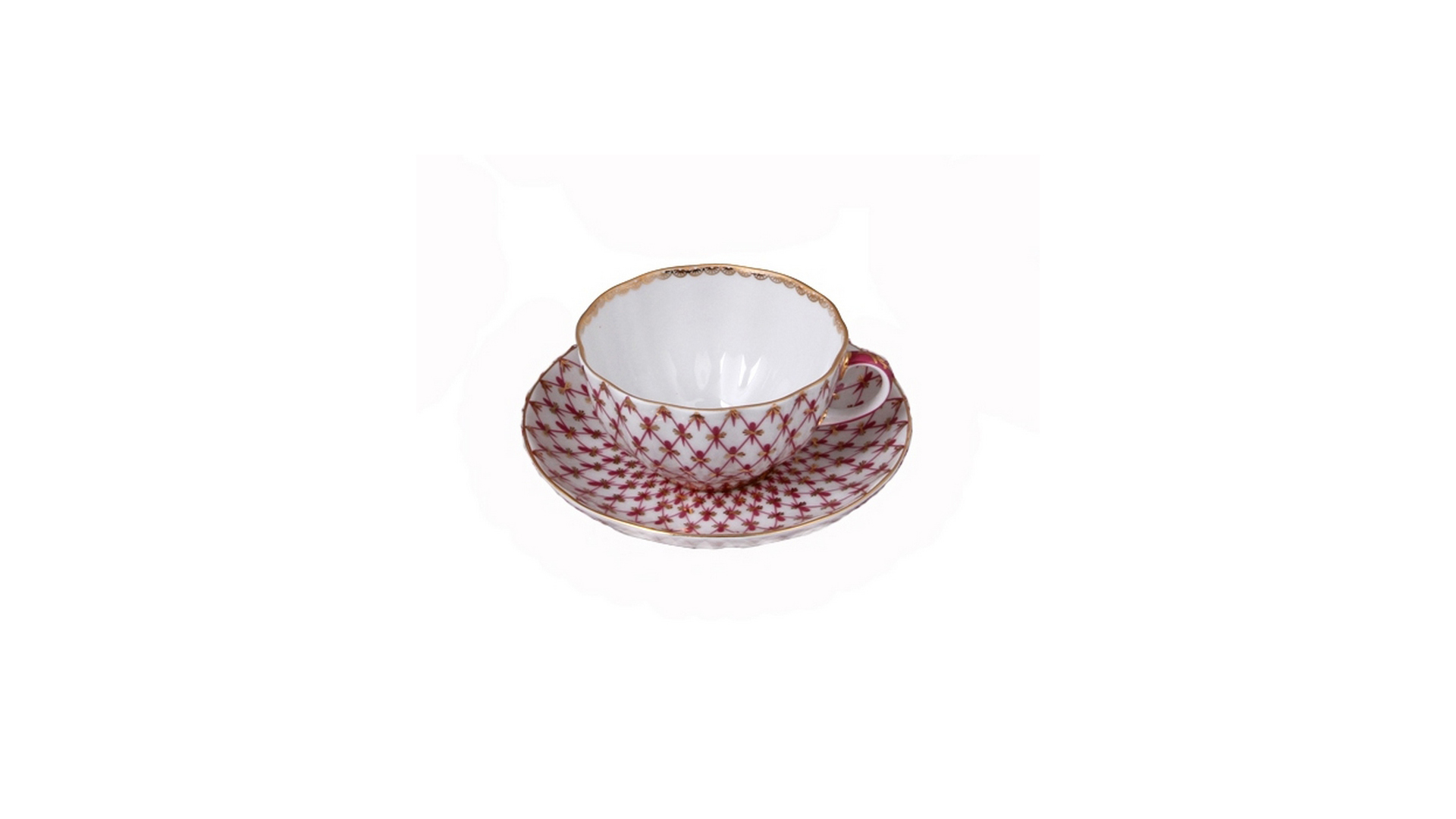 Чашка чайная с блюдцем ИФЗ Сетка-блюз Тюльпан 250 мл, фарфор твердый