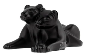 Фигурка Lalique Львята, хрусталь, черный