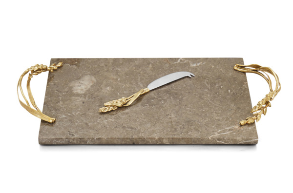 Доска для сыра с ножом Michael Aram Золотая пшеница 48х25 см