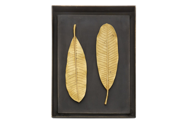 Панно Michael Aram Золотые листья чампы 26х35 см, золотистое
