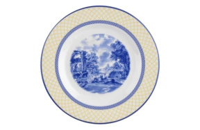 Тарелка закусочная Spode Голубая Италия 20 см, желтый борт