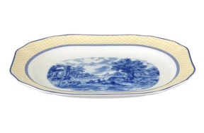 Блюдо прямоугольное Spode Голубая Италия 35 см, желтый борт