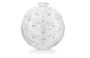 Ваза Lalique для одного цветка Anemones с черной эмалью, хрусталь