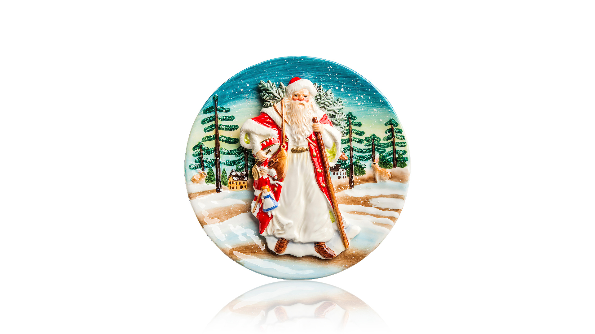 Тарелка настенная Lamart Дед Мороз с елкой 20 см