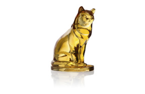 Фигурка Cristal de Paris Кошка 7х10 см, янтарная