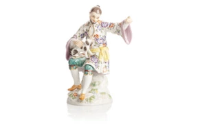 Фигурка Meissen 25,5см Японец с собакой (Ф.Э.Мейер, 1761 г.)(из серии 20 японцев)