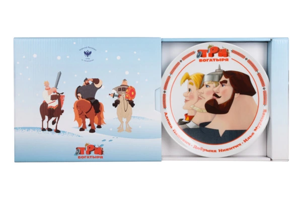 Тарелка декоративная ИФЗ Три богатыря Эллипс 19,5 см, фарфор твердый, п/к