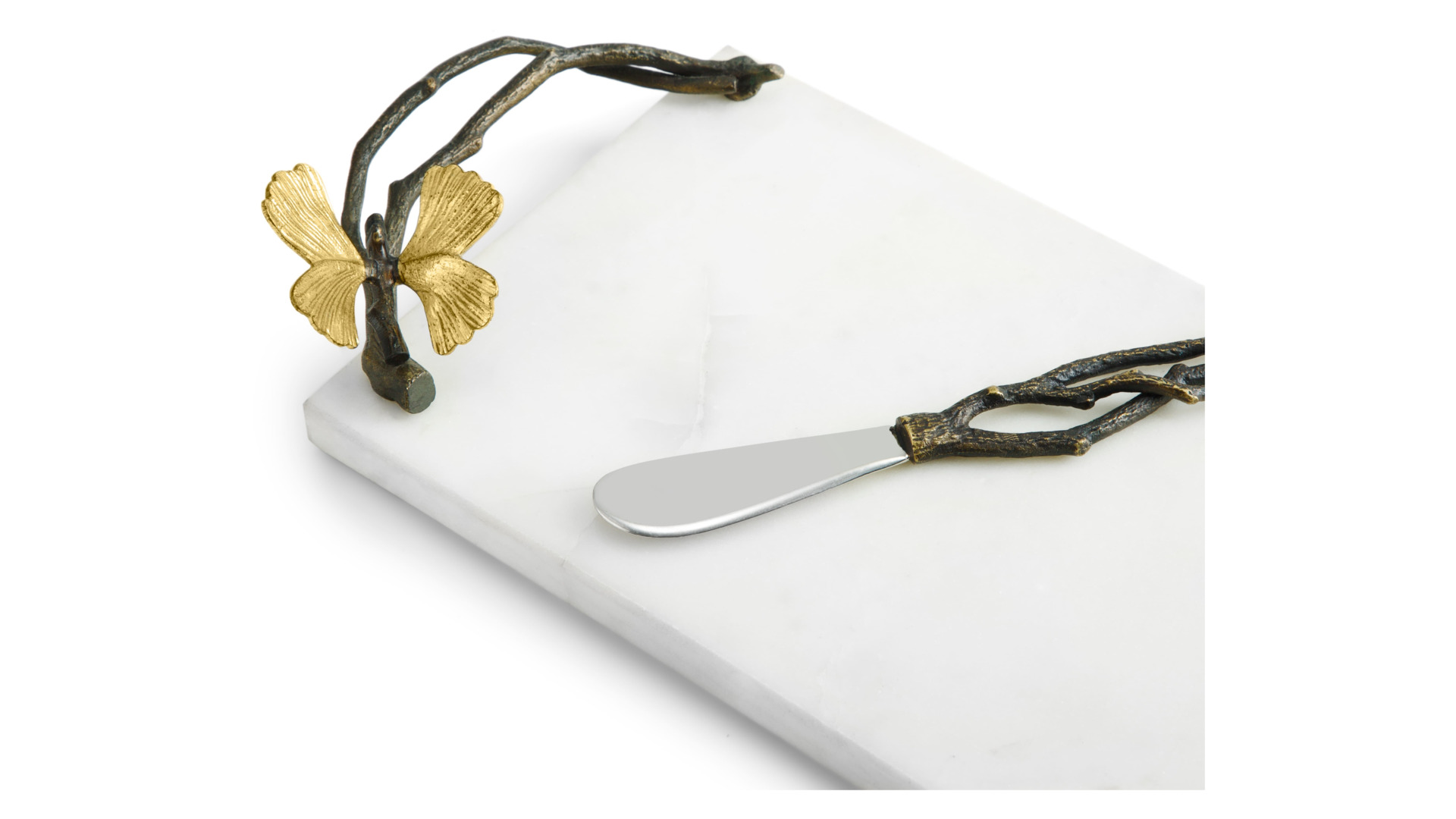 Доска для сыра с ножом Michael Aram Бабочки гинкго 42х15 см, мрамор