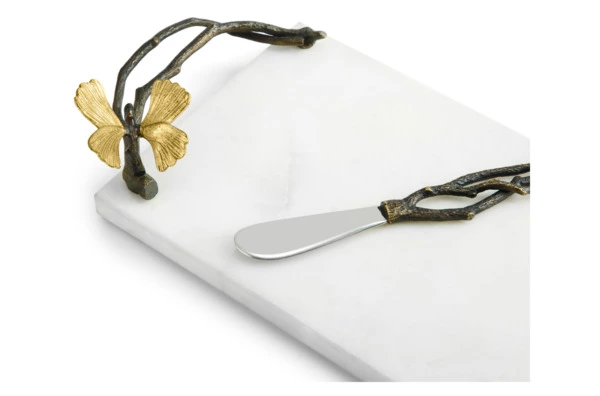 Доска для сыра с ножом Michael Aram Бабочки гинкго 42х15 см, мрамор