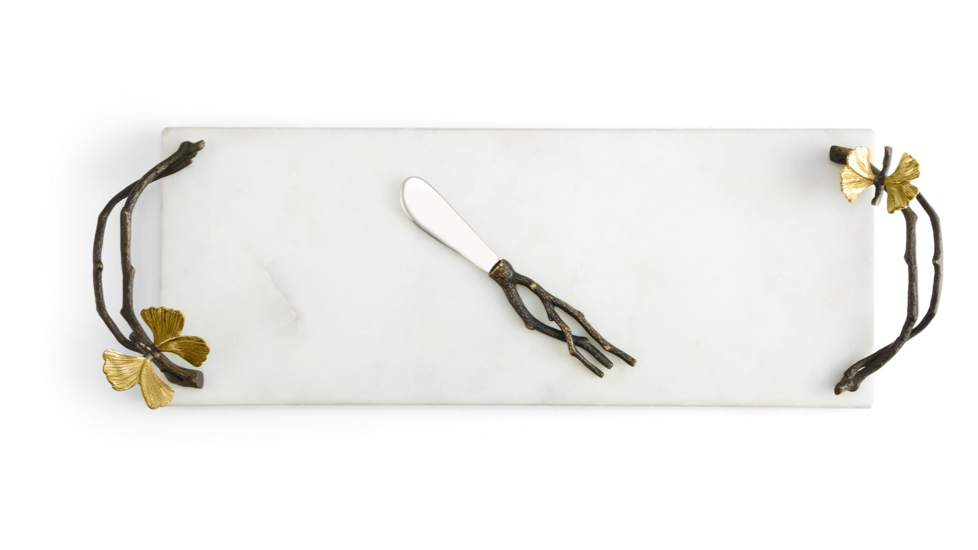 Доска для сыра с ножом Michael Aram Бабочки гинкго 42х15 см, мрамор