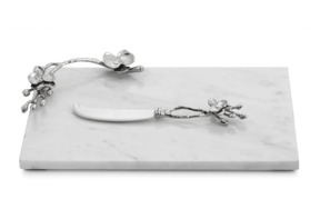 Доска для сыра с ножом Michael Aram Белая орхидея 32х21 см, мрамор, сталь, никелирование