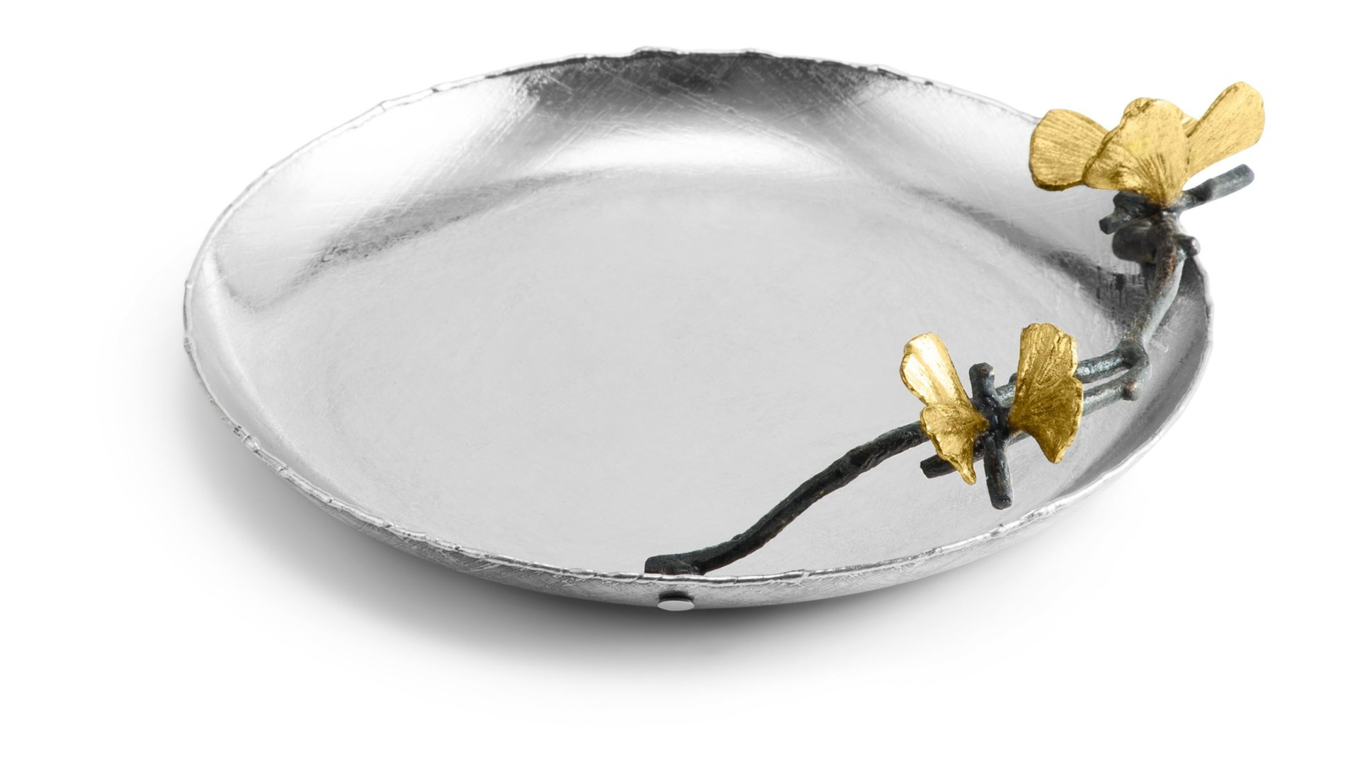 Блюдо круглое Michael Aram Бабочки гинкго 20 см, сталь нержавеющая
