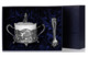 Сахарница с щипцами в футляре АргентА Глухариный край 157 г, 2 предмета, серебро 925