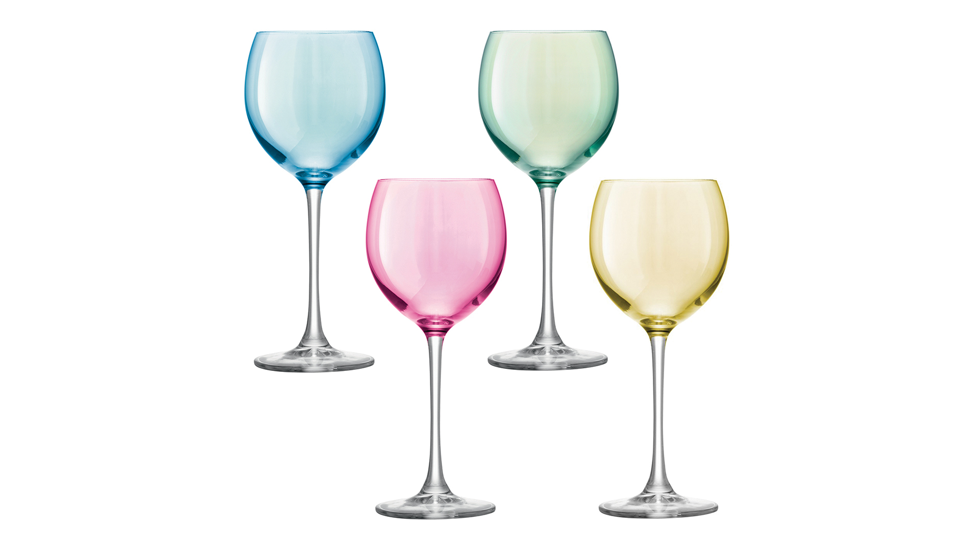 Набор разноцветных бокалов для вина LSA International Polka 400 мл, 4 шт, стекло, п/у