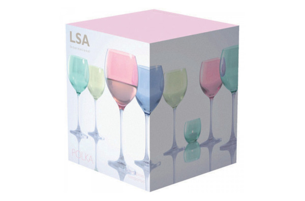 Набор разноцветных бокалов для вина LSA International Polka 400 мл, 4 шт, стекло, п/у