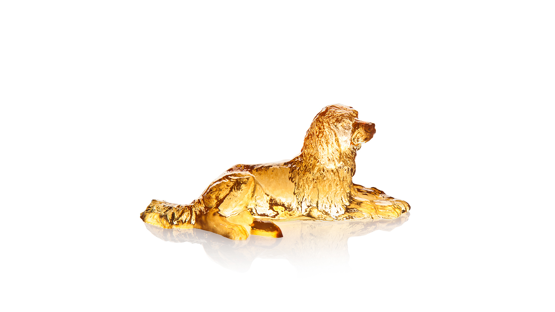 Фигурка Cristal de Paris Собака лежащая 6х10см, янтарная