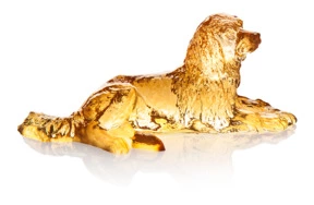 Фигурка Cristal de Paris Собака лежащая 6х10см, хрустальное тесто, янтарная