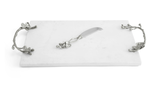 Доска для сыра с ножом Michael Aram Белая орхидея 46 см, мрамор