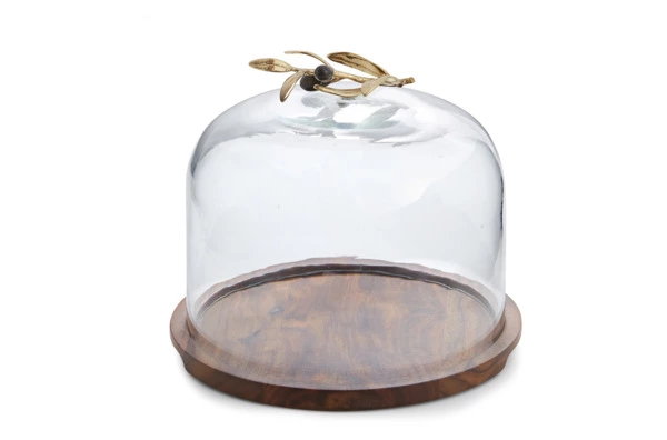 Поднос со стеклянкрышкой Michael Aram Золотая оливковая ветвь 20 см