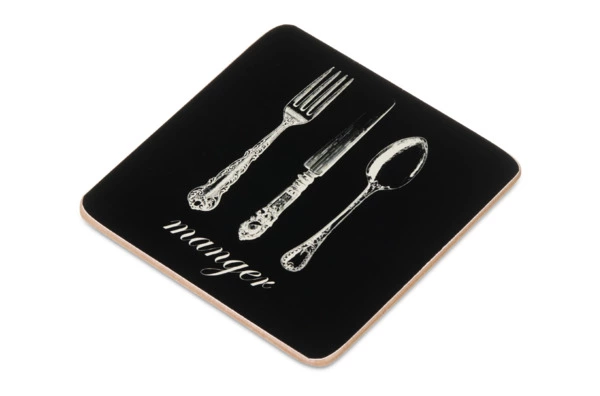 Набор подставок под бокалы Harman Vintage Cutlery 10х10 см, черный, 6 шт