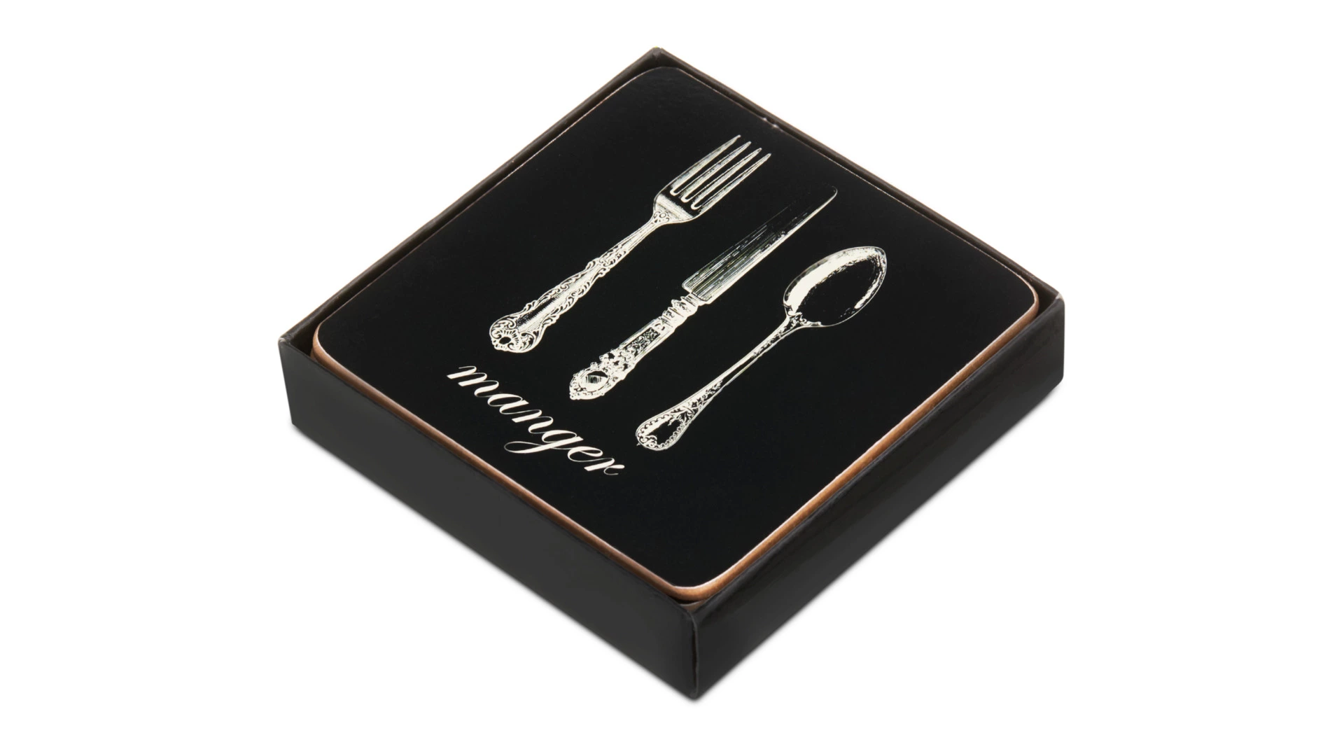Набор подставок под бокалы Harman Vintage Cutlery 10х10 см, черный, 6 шт