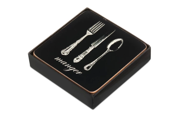 Набор подставок под бокалы Harman Vintage Cutlery 10х10 см, черный, 6 шт