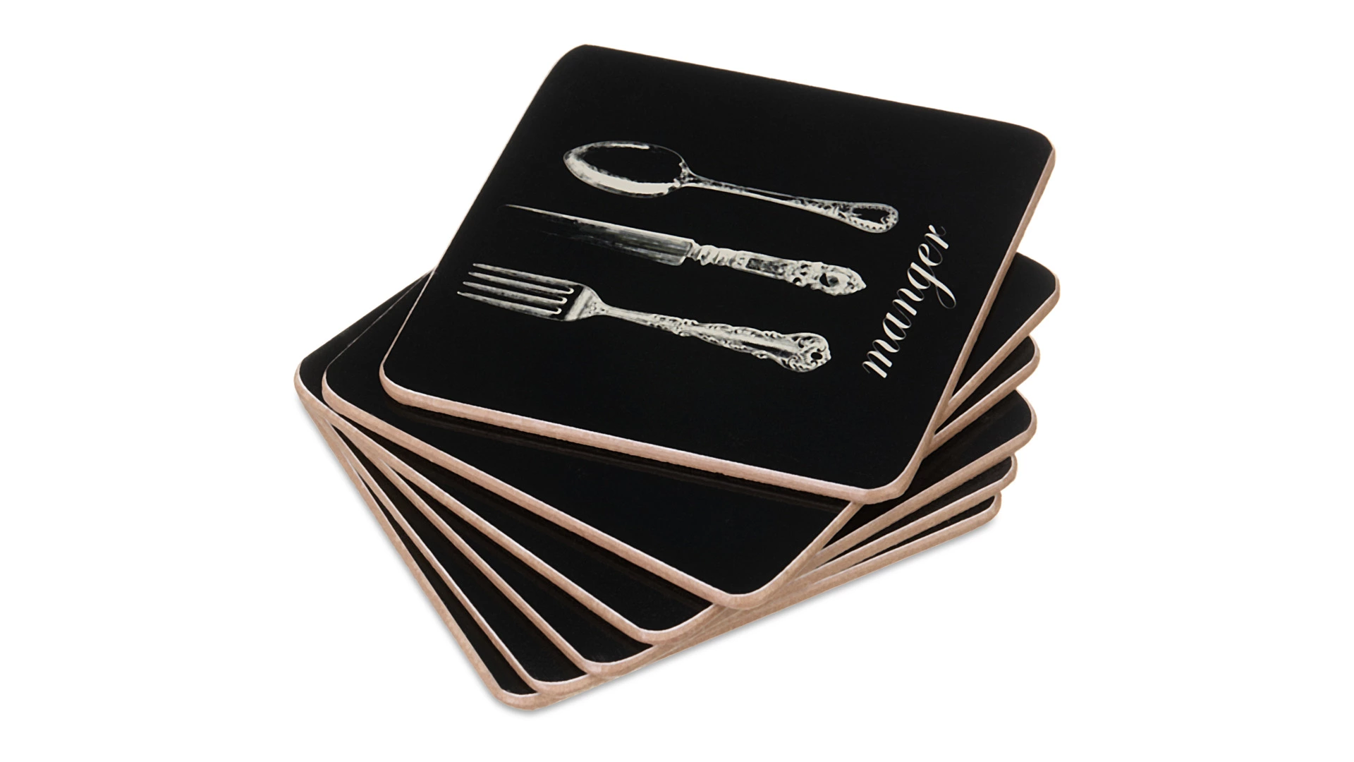 Набор подставок под бокалы Harman Vintage Cutlery 10х10 см, черный, 6 шт
