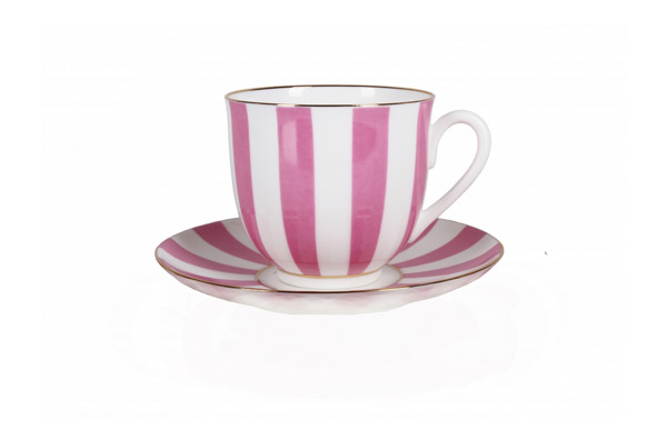 Чашка кофейная с блюдцем ИФЗ Да и нет Ландыш 2, фарфор костяной, светло-розовая