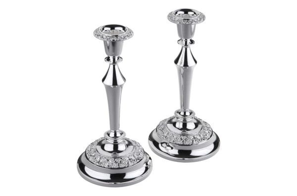 Набор подсвечников для тонкой свечи Queen Anne Роза 2 шт, 21 см, сталь, посеребрение