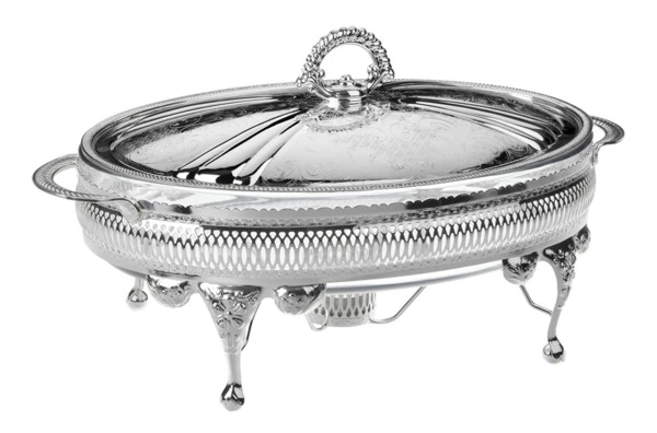 Мармит овальный с подогревом, с крышкой Queen Anne 33 см, сталь, посеребрение