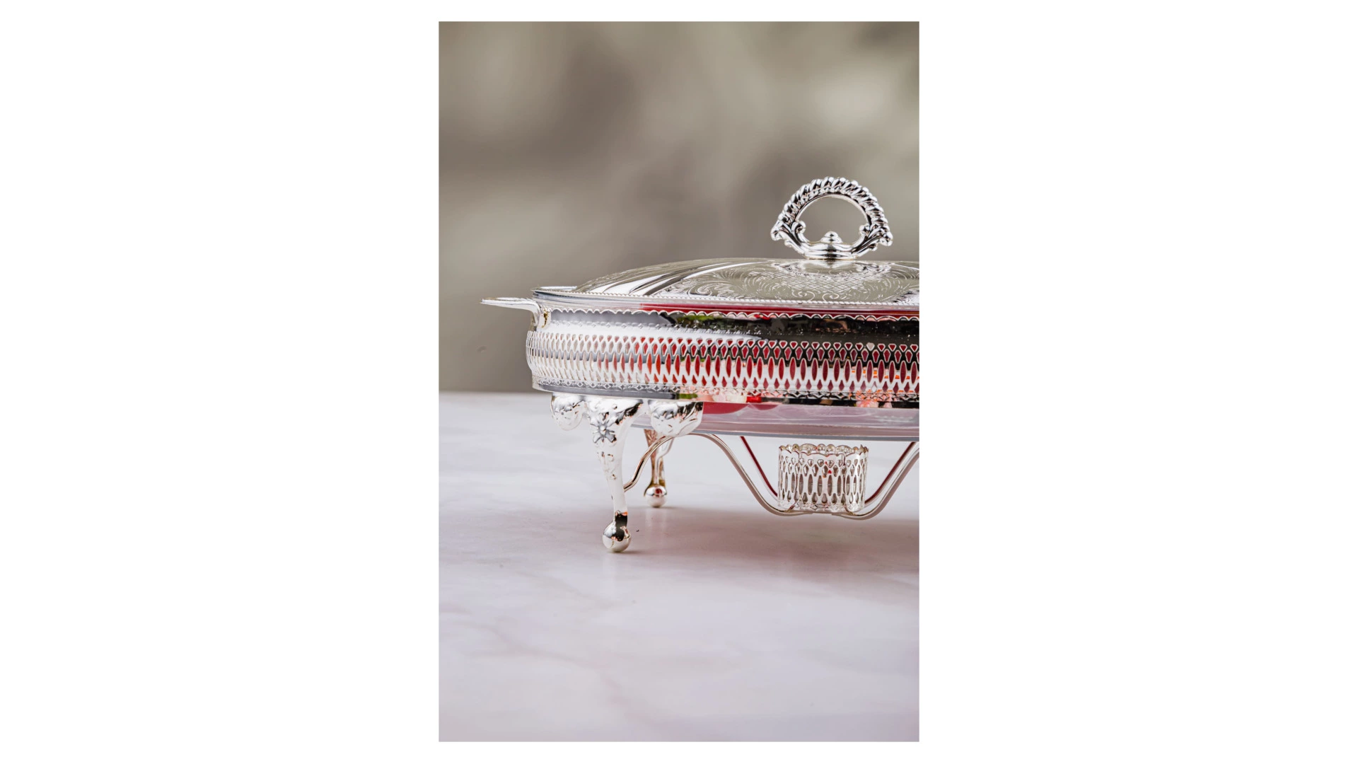 Мармит овальный с подогревом, с крышкой Queen Anne 33 см, сталь, посеребрение