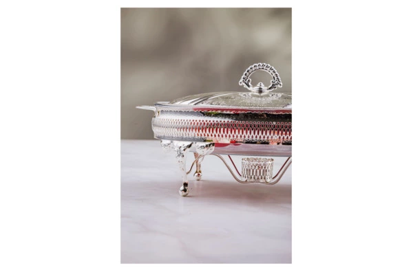 Мармит овальный с подогревом, с крышкой Queen Anne 33 см, сталь, посеребрение