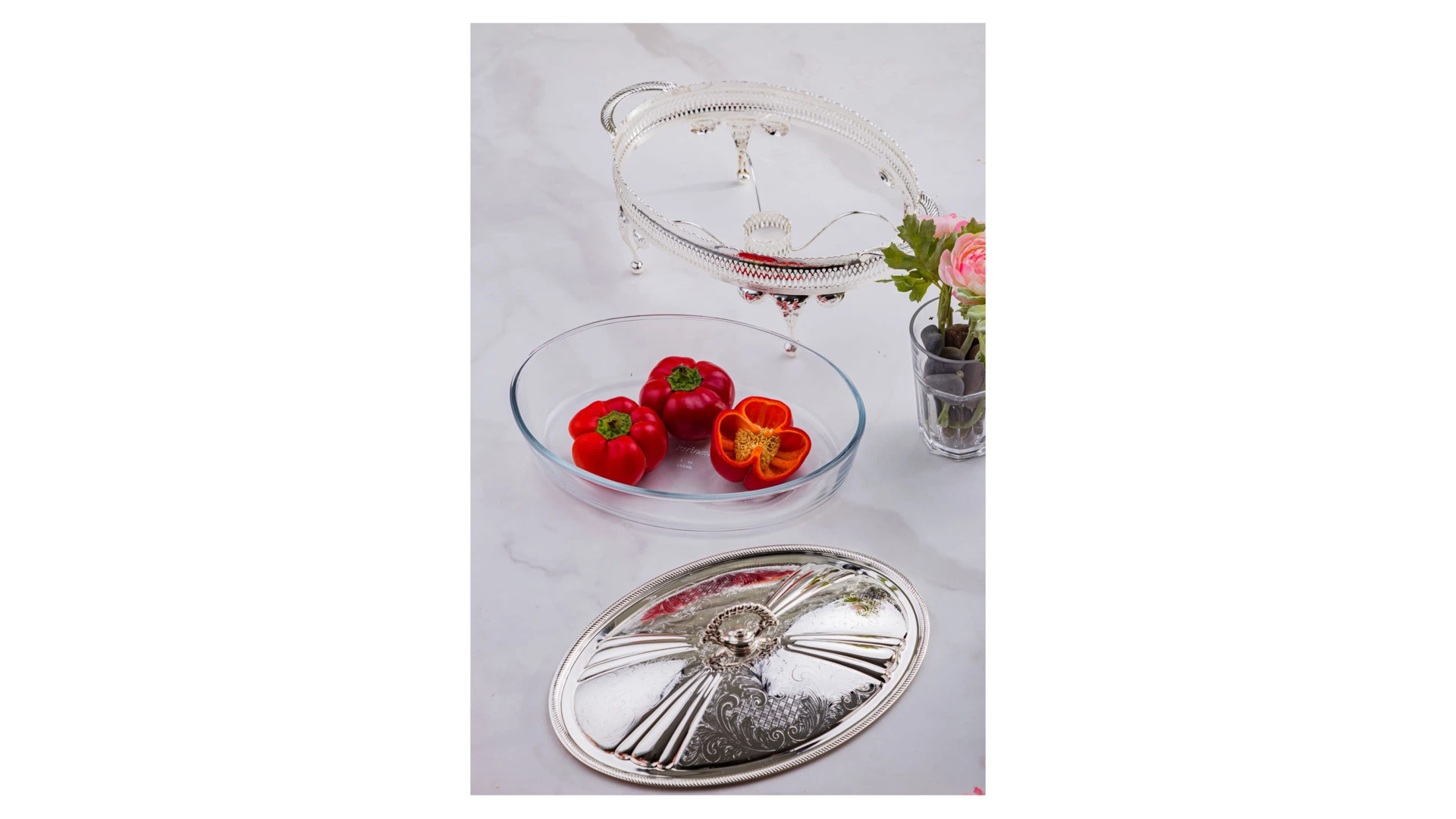 Мармит овальный с подогревом, с крышкой Queen Anne 33 см, сталь, посеребрение