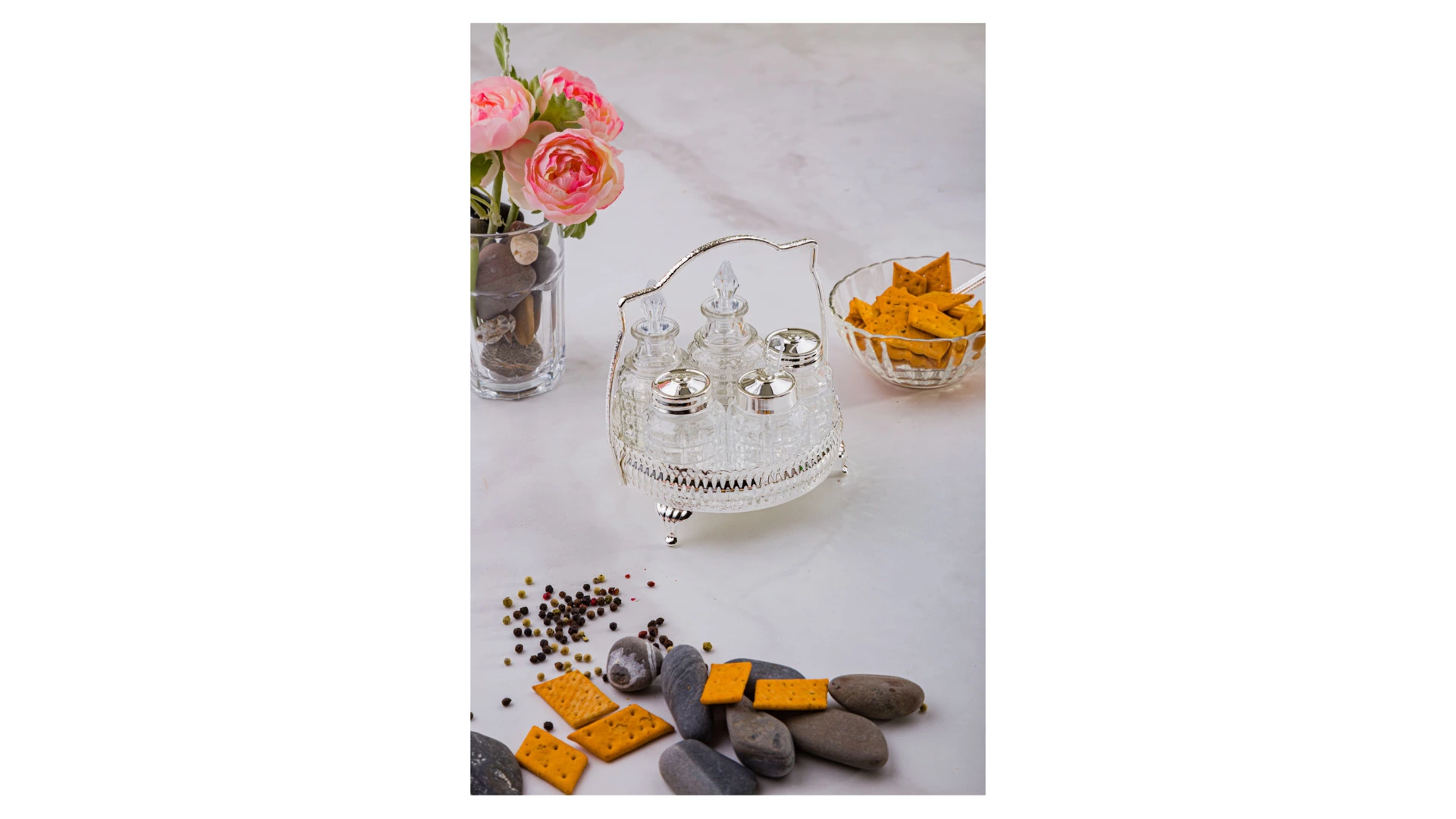 Набор для приправ и масла Queen Anne, 5 предметов, сталь, посеребрение