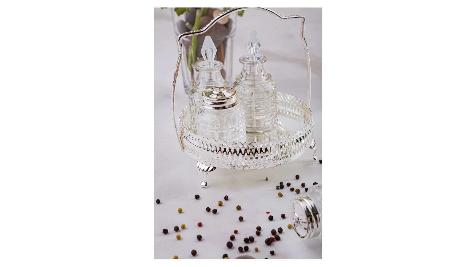 Набор для приправ и масла Queen Anne, 5 предметов, сталь, посеребрение