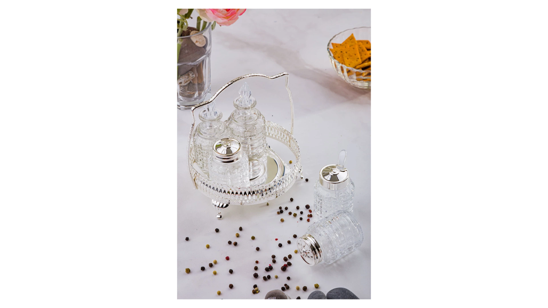 Набор для приправ и масла Queen Anne, 5 предметов, сталь, посеребрение