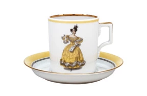 Чашка чайная с блюдцем ИФЗ Modes de Paris Гербовая 220 мл, фарфор твердый, желтый